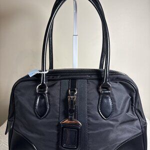 Prada Tessuto & Leather Satchel – Black – Top Handle